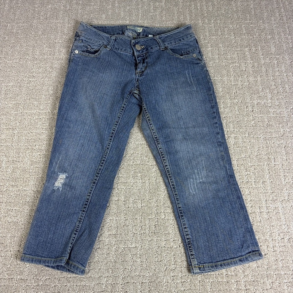 Vtg Y2K Blue Denim Low Rise Capri Shorts / PARIS BLUES / Sz 7 / Chic Minimal
